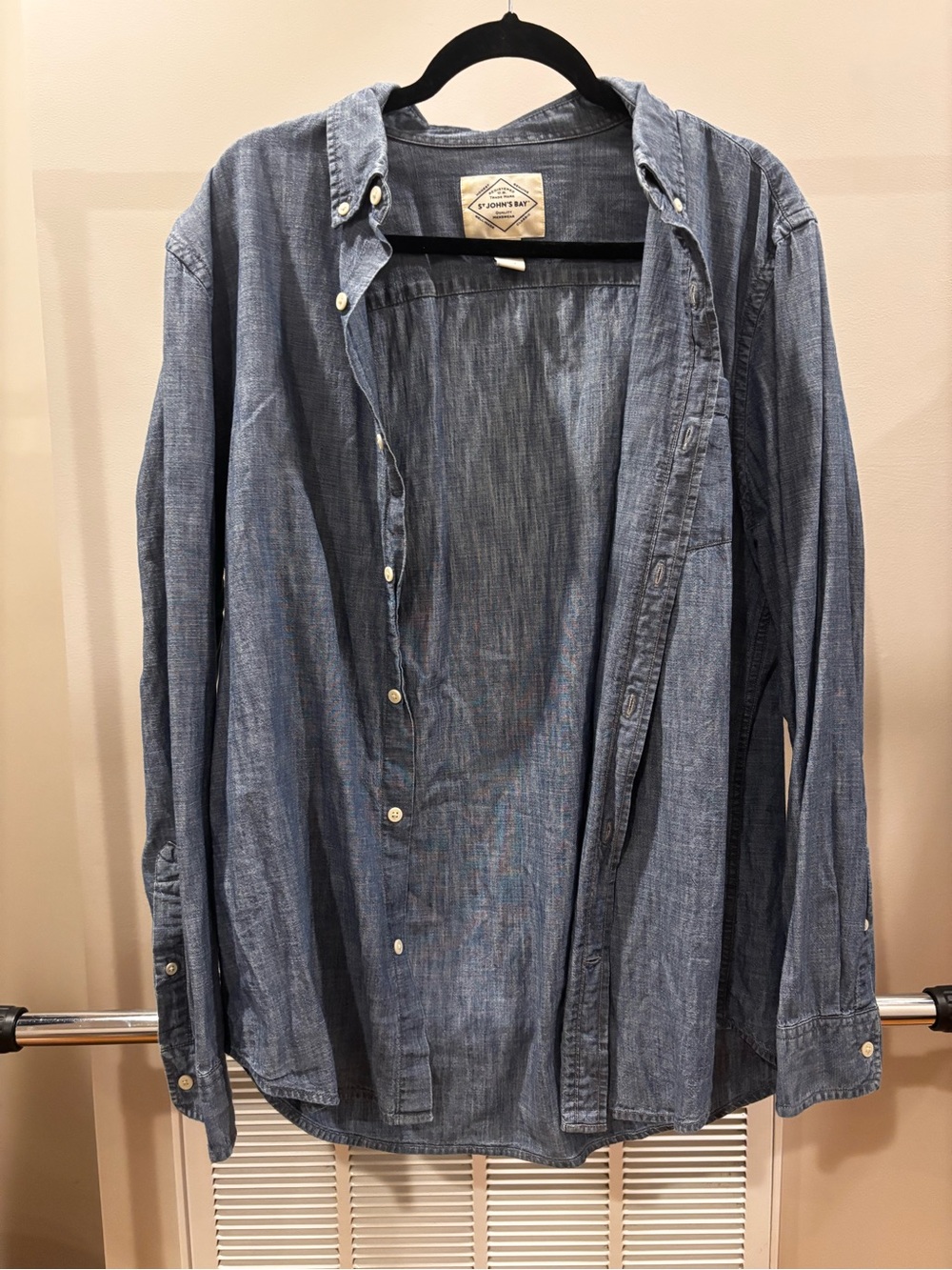 St. John's Bay Light Blue Denim-Style Button-Down Shirt